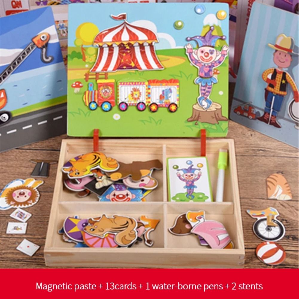Wood Magnetic 3D Puzzles with  - Kids Toys Drawing Easy recension och pris